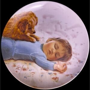 1986 Donald Zolan Waiting to Play Collector Plate Children & Pets Collection